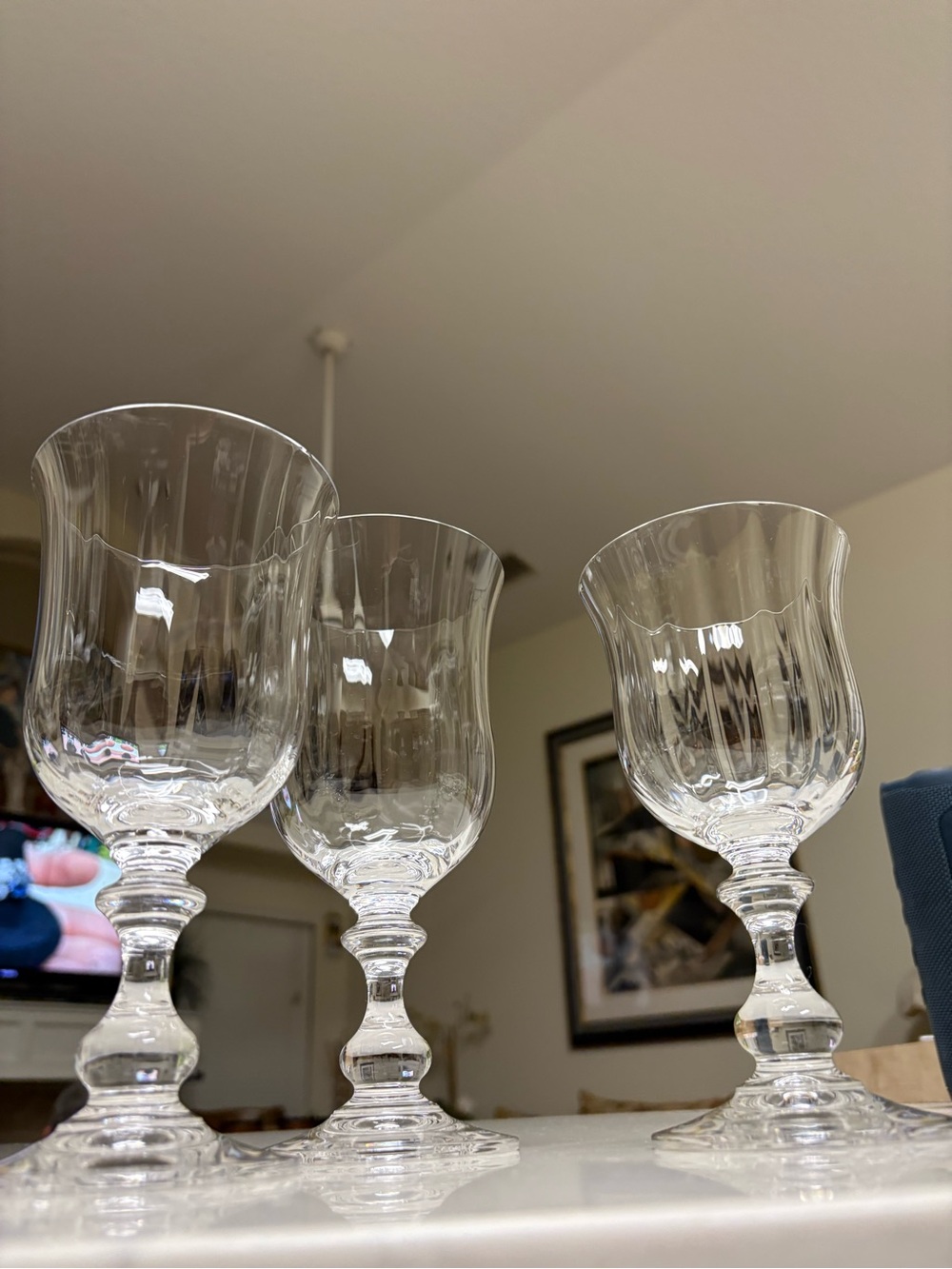 Mikasa French Countryside Clear Glass Goblet Set-Fluted Stemware different Size
